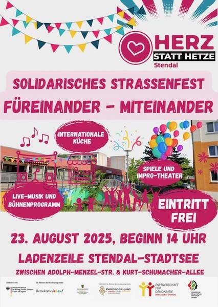 „Solidarisches Straßenfest. Füreinander. Miteinander.“ am 23.8.25 1. Seite